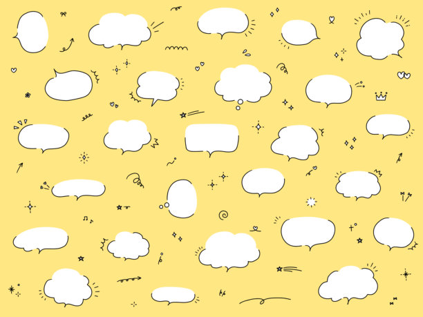 一套手绘风格的简约对话气泡矢量插画图片下载