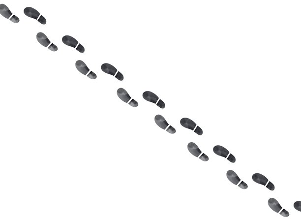 斜向排列的脚印水彩插画图片下载