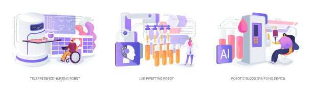 医疗保健与实验室机器人概念矢量插画图片下载