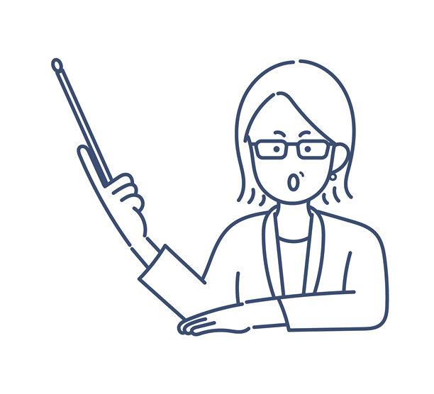 一位40多岁女性手持棍子的线描插画。图片下载