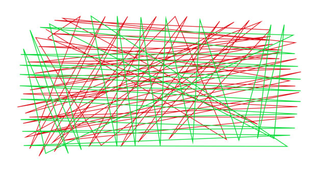 矢量插画。混乱的红绿线条交织重叠。大胆的色彩和狂乱的图案唤起能量、创造力的感觉。心理测试。心理学。心理健康。图片下载