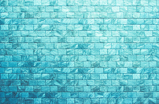蓝色砖混石材纹理，可用作壁纸背景。带有复古灰泥的砖墙和砂岩。浅青色的抽象墙面图案，薄荷绿水泥纹理，适用于设计。图片下载