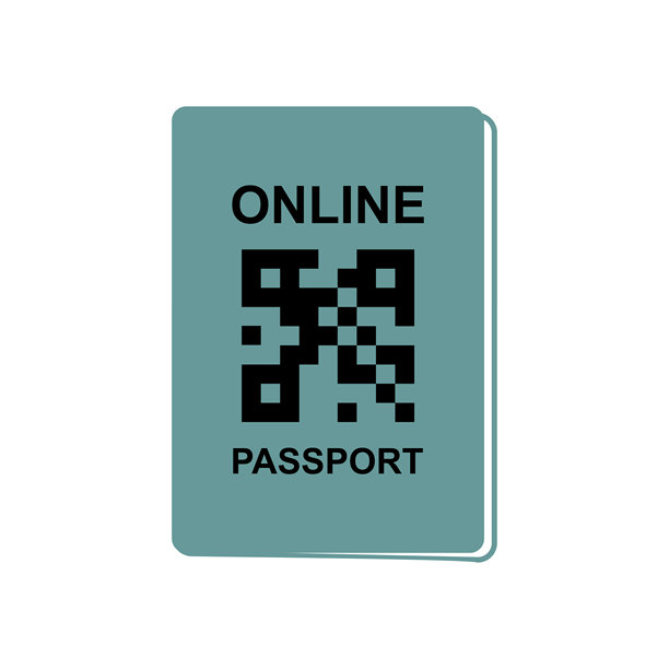 智能手机屏幕上的带二维码的数字护照，象征着现代身份识别、在线验证和安全的数字旅行证件。图片下载