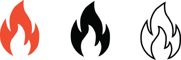 火焰图标集。现代矢量图标设计。矢量插画图片下载