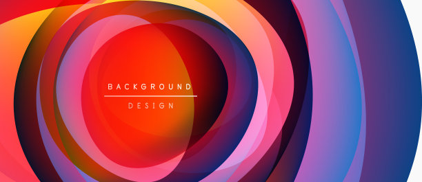 抽象的同心圆，色彩鲜艳交融。现代设计，动感构图，适用于背景、演示文稿。平滑的渐变营造出空间感。图片下载