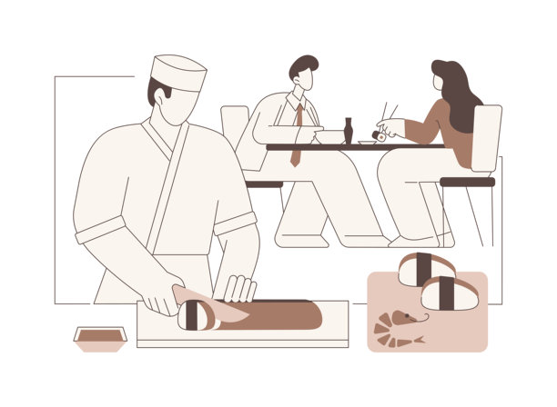 开放式厨房，卡通矢量图。图片下载