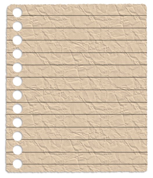 一张纸的插画，有褶皱的纹理，是从笔记本上撕下的纸页。图片下载