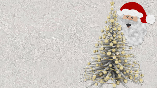 圣诞节。圣诞老人，圣诞装饰。文字空间 - 3D插画图片下载