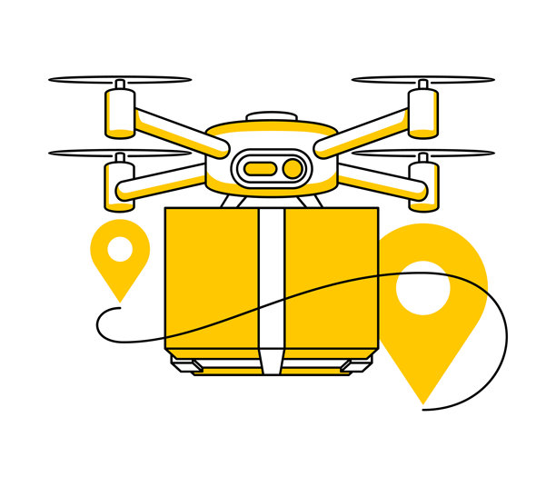 无人机配送现代科技 - 概念插画图片下载