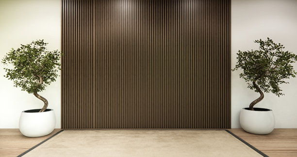 建筑和室内概念空房间和木板墙背景三维插画渲染图片下载