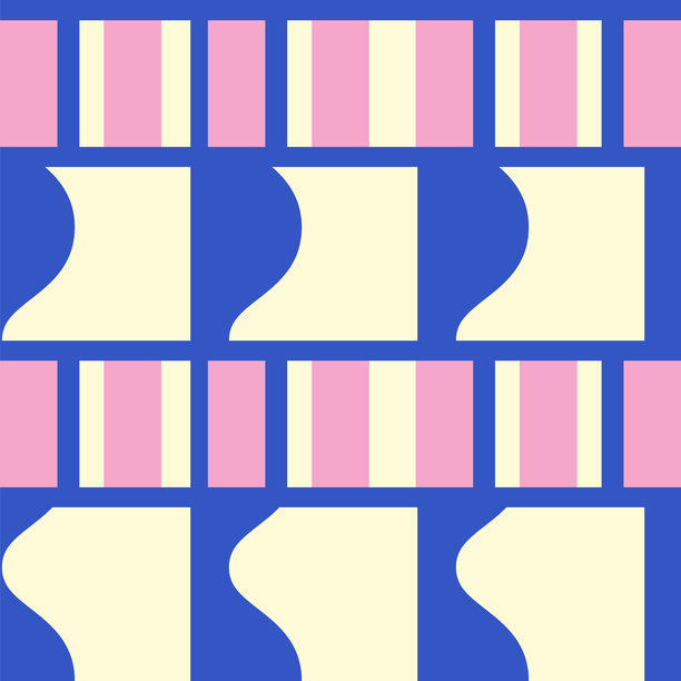 大胆图形、条纹和色块组成的抽象几何无缝图案图片下载