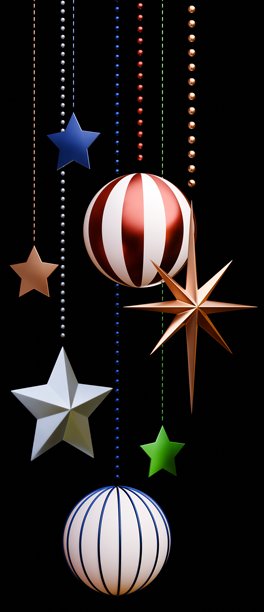 3D发光圣诞装饰品插画图片下载