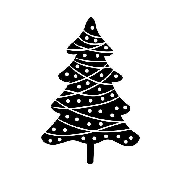 圣诞树矢量图，手绘松树插画。圣诞新年标志。节日冬季设计与装饰的独特剪影图标。图片下载