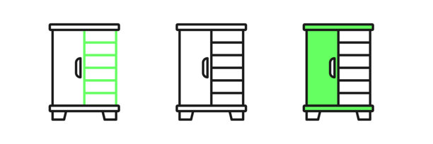 矢量图：衣柜图标，孤立在白色背景上。橱柜标志。图片下载