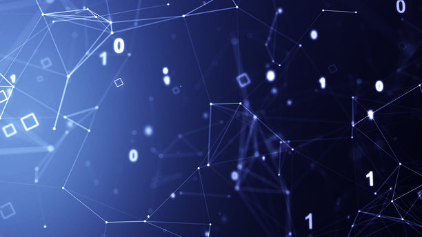 抽象数字技术背景。数字线框二进制代码图形背景 4K 照片图片下载