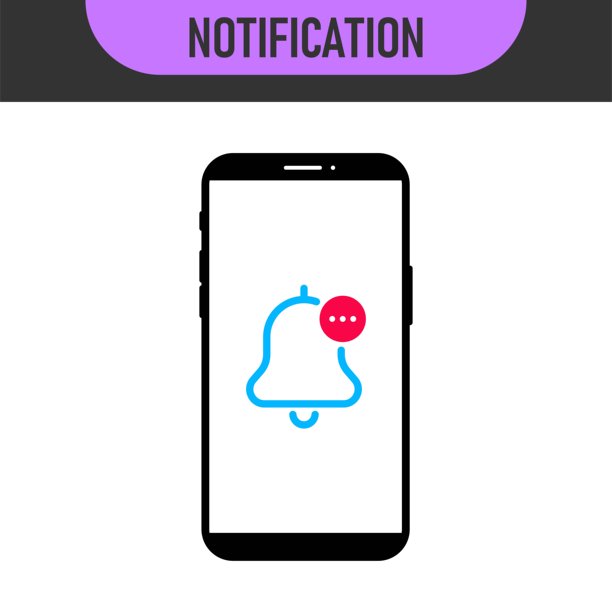 智能手机屏幕上显示新收件箱消息的通知铃铛图标图片下载
