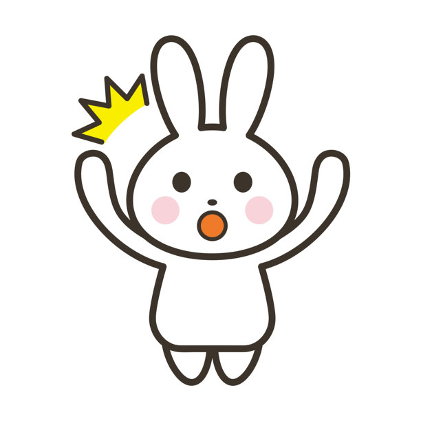 可爱的兔子角色插画，双手举起，表情惊讶图片下载