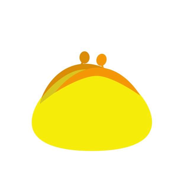 可爱的简约风格插画：敞开的黄色钱袋图片下载