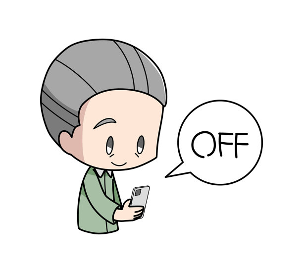 一位老人睡前关掉智能手机的插画图片下载