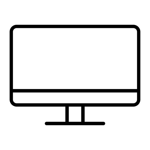轮廓电脑显示器或台式显示器图标。简约平板电脑线条艺术。细线风格科技屏幕插图。现代显示器的极简矢量图标。图片下载