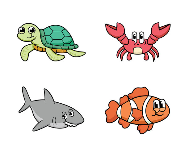 可爱的海洋生物插画包图片下载