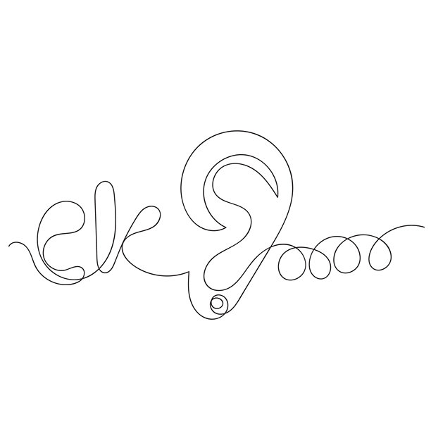 人耳连续线条画。世界聋人日简约单线条素描。极简手绘横幅。矢量插画图片下载