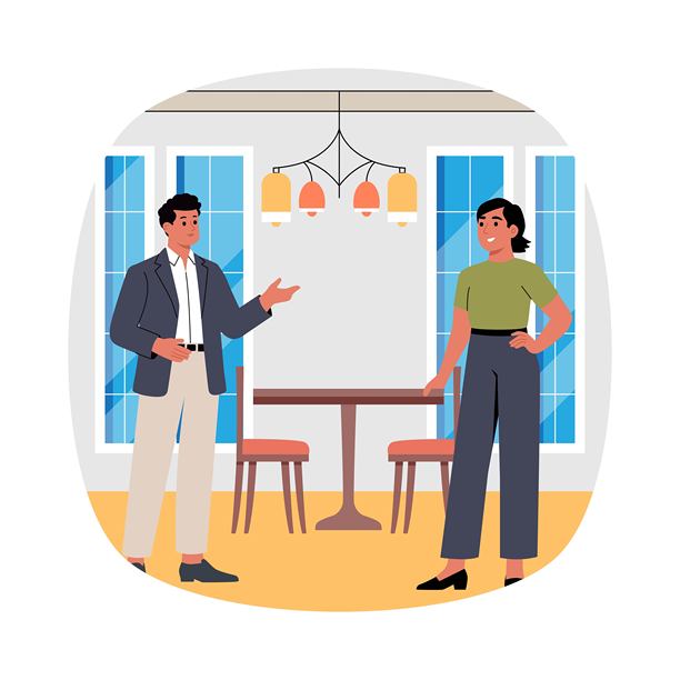 餐厅区域概览平面矢量插画。图片下载