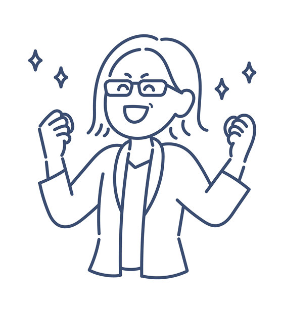 一位40多岁、面带微笑、挥舞拳头的女商人的插画，线条画。图片下载