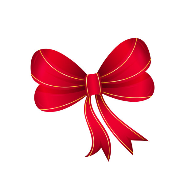 带有优雅设计的红色丝带蝴蝶结插画，用于节日装饰和礼品图片下载
