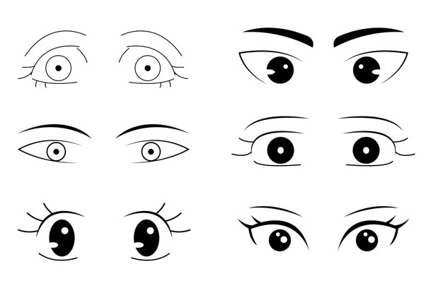 动漫眼睛用于表达，角色卡通，插画和元素图片下载