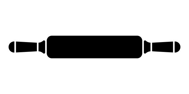 擀面杖图标。黑色剪影。正面和侧面视图。矢量简约平面图形插画。孤立在白色背景上的物体。图片下载