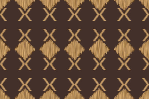 民族风伊卡特传统图案，几何风格。非洲伊卡特刺绣，民族风东方图案，棕色背景壁纸。图片下载