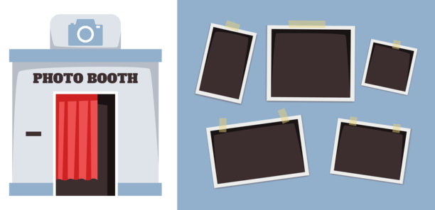 照相亭机器照片，胶片舱概念。矢量设计图形插画图片下载