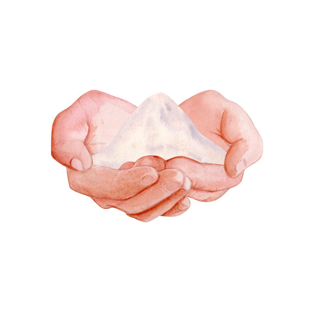 一堆面粉的水彩画，孤立在白色背景上。非常适合烘焙品牌、包装设计、食谱插图、有机食品项目、烹饪图形。质地柔软，阴影微妙，色调自然。图片下载