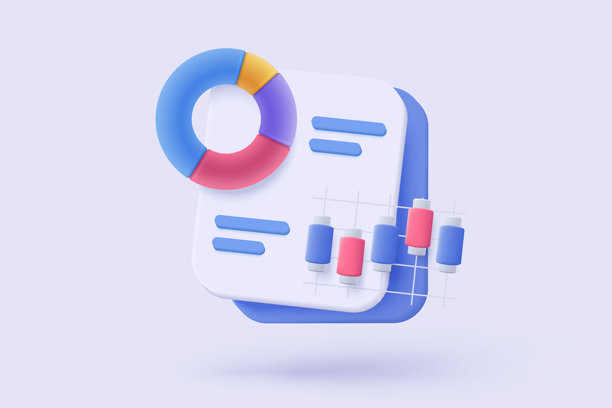 用于投资图表报告的3D统计图图标。柔和背景下的创意解决方案概念。适用于商业、银行、金融。3D分析投资图表矢量图标渲染插图图片下载