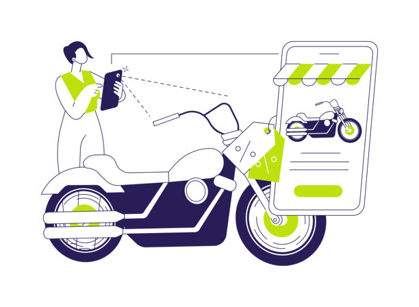 销售摩托车的抽象概念矢量插画。图片下载