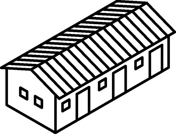 房地产购买，联排别墅，连续房屋的黑白等距线条插画图片下载