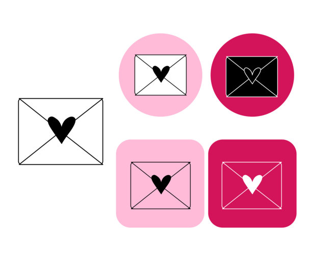 情书、带有心形线图标的信封、情人节标志。矢量线条黑白插画。适用于移动端概念和网页设计的轮廓风格图标。图片下载