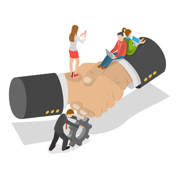 员工福祉与支持的3D等距扁平矢量插画。项目1图片下载