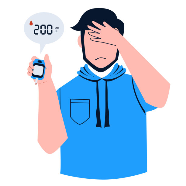 糖尿病检测插画。使用血糖仪检测血糖水平。世界糖尿病日。高血糖人士图片下载