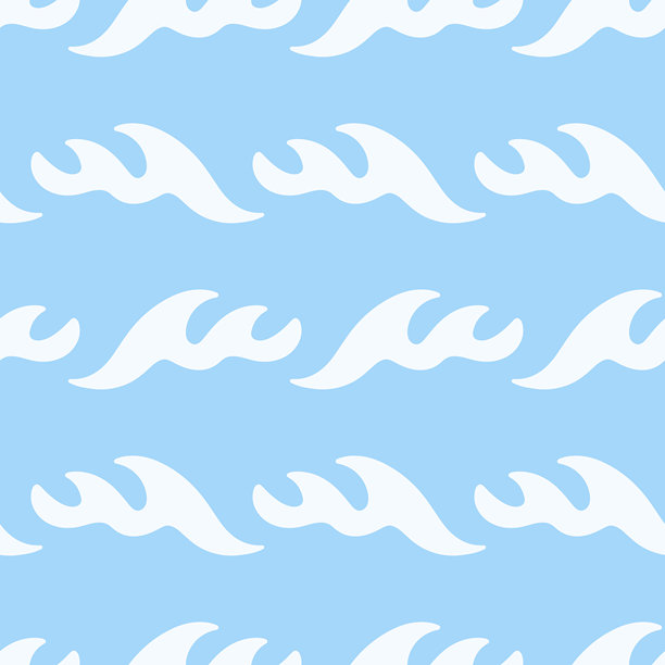 抽象海浪无缝图案。日式、中式传统装饰蓝色背景。矢量插画 夏季热带海滩风格图片下载