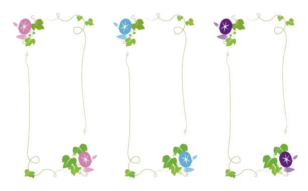 三幅牵牛花插画竖框组合图片下载