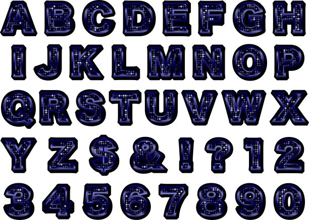 镜面瓷砖 3，字母边框阴影，14 藏青色图片下载