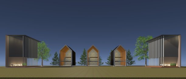 3D 风格的风景与建筑插画图片下载