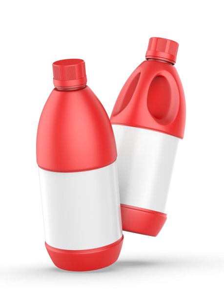 白色背景下，用于品牌推广和模型设计的圆形 HDPE 侧把手杰里罐，可用于储存水、油、牛奶和化学品。图片下载