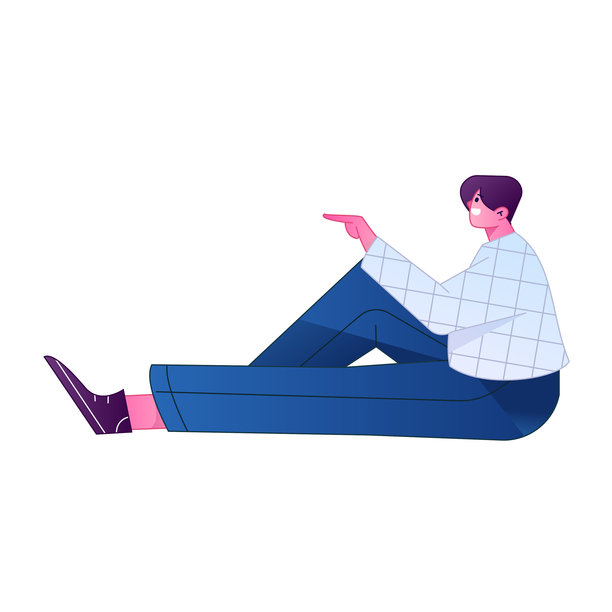 人物坐姿，互联网矢量渐变插画图片下载