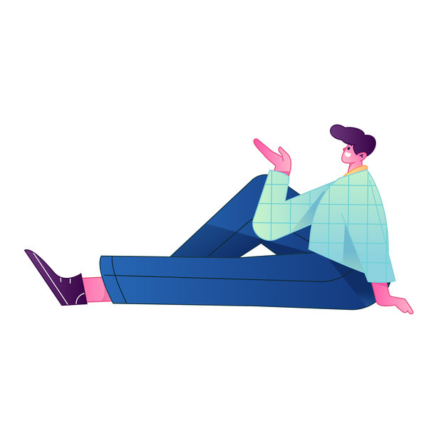 人物坐姿，互联网矢量扁平渐变插画图片下载