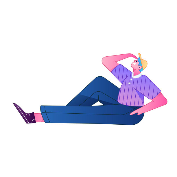 人物坐姿，来自互联网的矢量扁平渐变插画图片下载