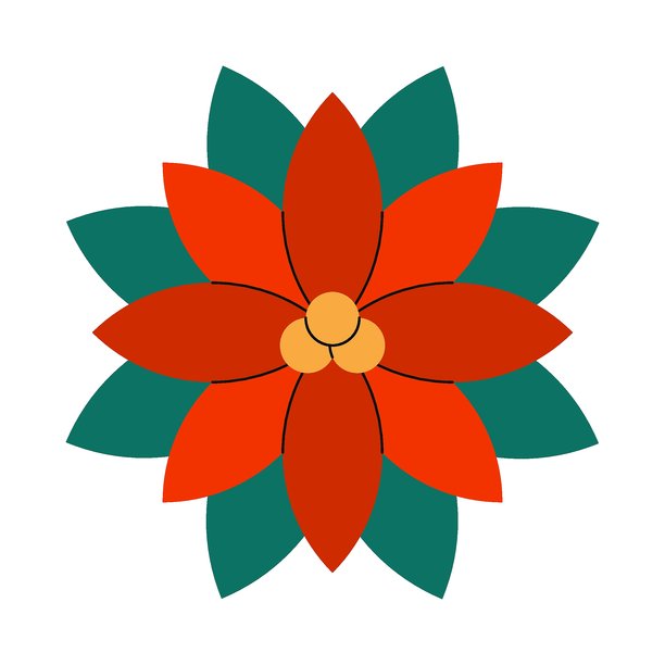 圣诞红花。节日花束，配有绿叶，用于冬季节日庆祝的装饰植物，新年家居装饰花环。矢量插画图片下载