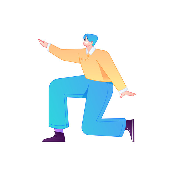 人物坐姿，来自互联网的矢量扁平渐变插画图片下载